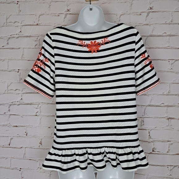 Kate Spade Broome Street Floral Embroidered Striped Top Blouse - Picture 5 of 8